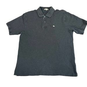 Burberry Brit Mens Large Polo in Charcoal Gray with Nova Check Trim
